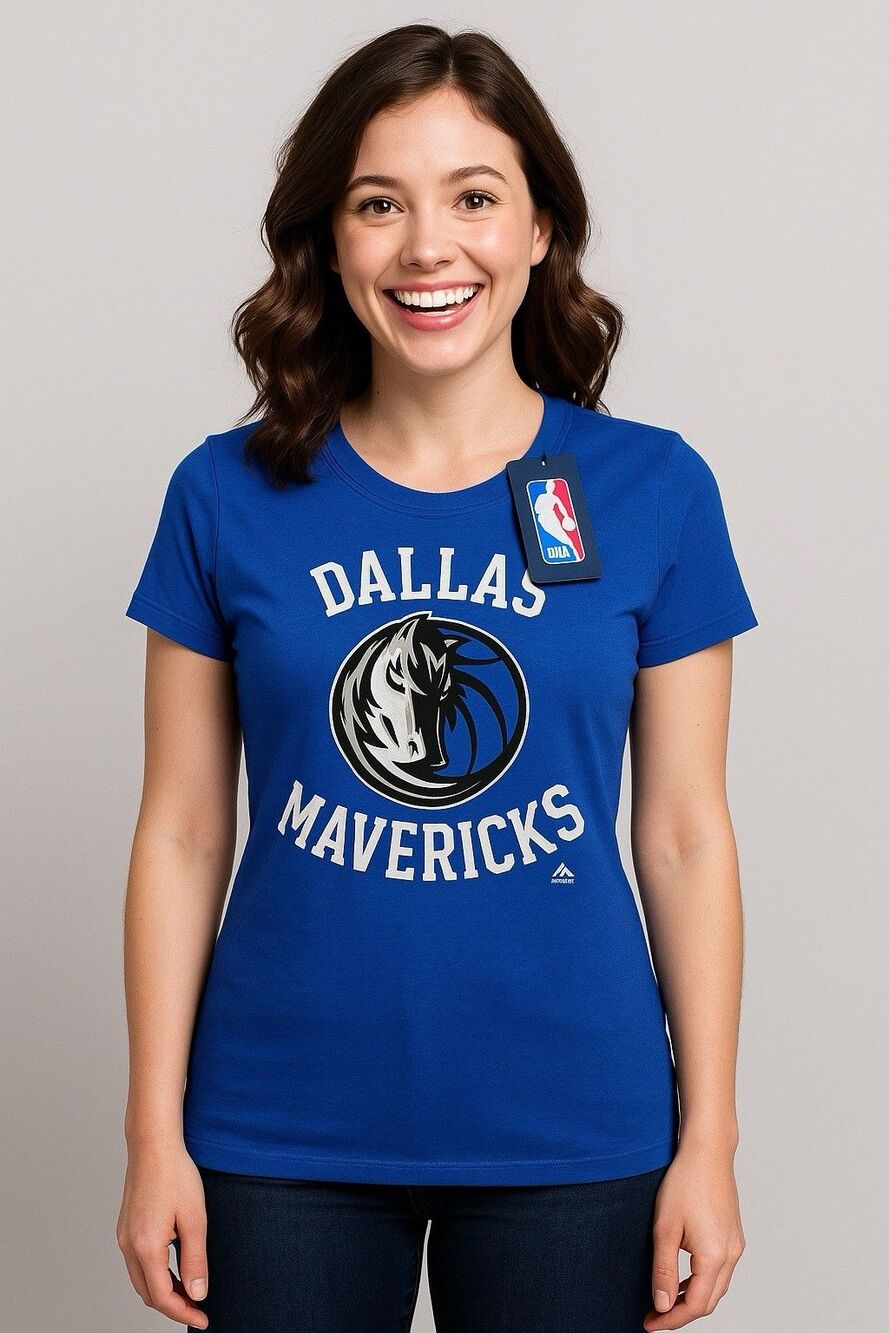 Dallas Mavericks Blue Logo Graphic Tee M NWT Majestic Fanatics NBA Shirt